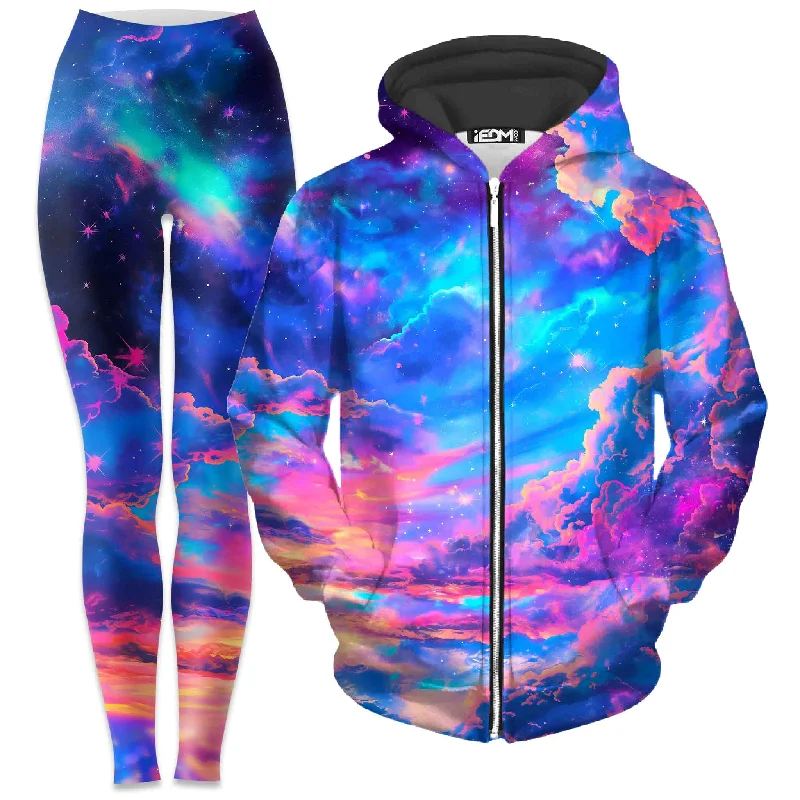 American Style Storybook Sky Zip-Up Hoodie and Leggings Combo