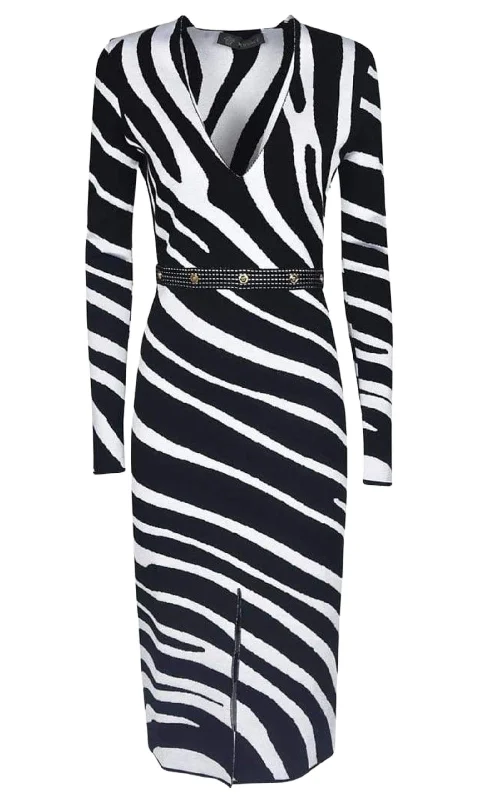High-quality Styles Zebra Print Sweater Dress