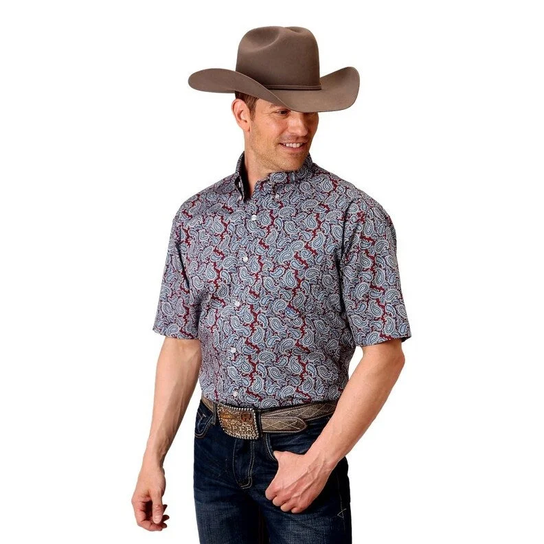 Effortless Comfort Roper Western Shirt Mens S/S Liberty Bell Wine 03-002-0326-4012 WI