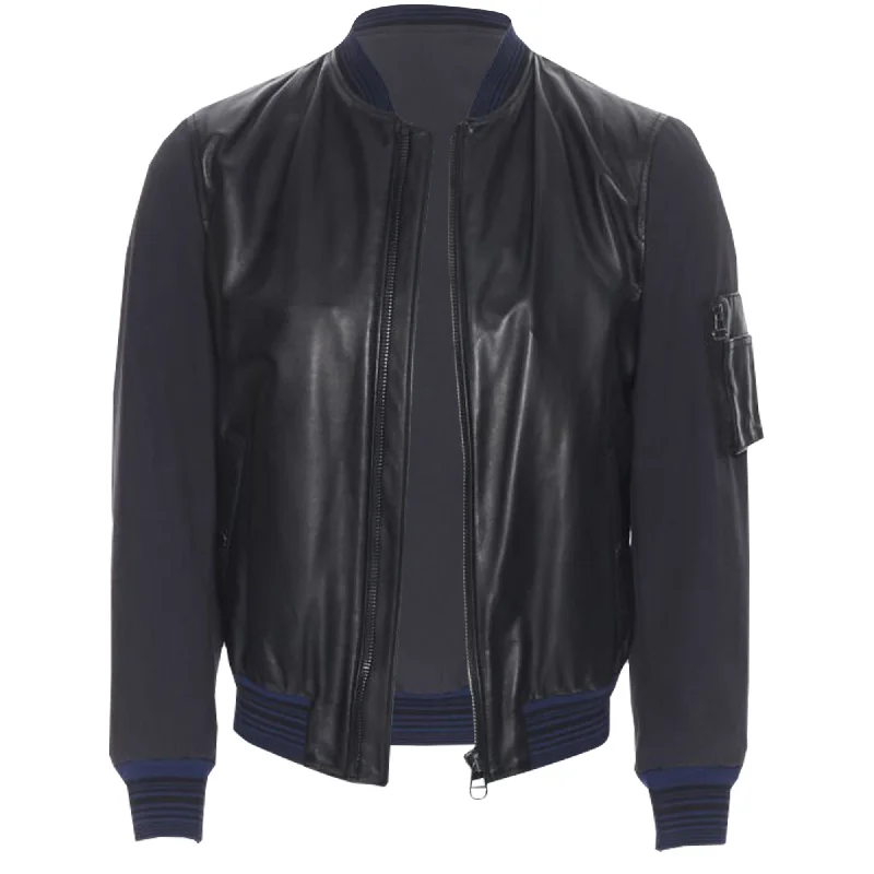 Premium Outfits Lanvin Alber Elbaz contrast lamb leather bomber jacket