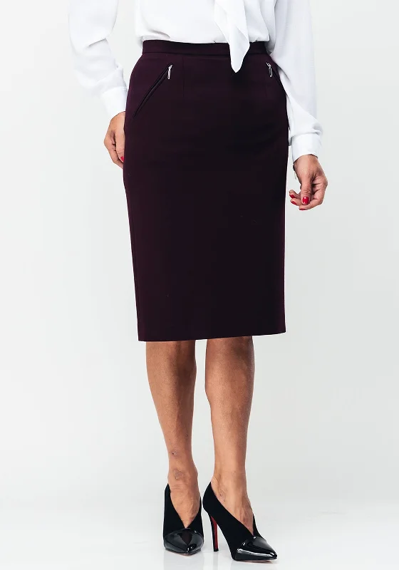 Classic Style Christina Felix Zip Trim Jersey Skirt, Wine