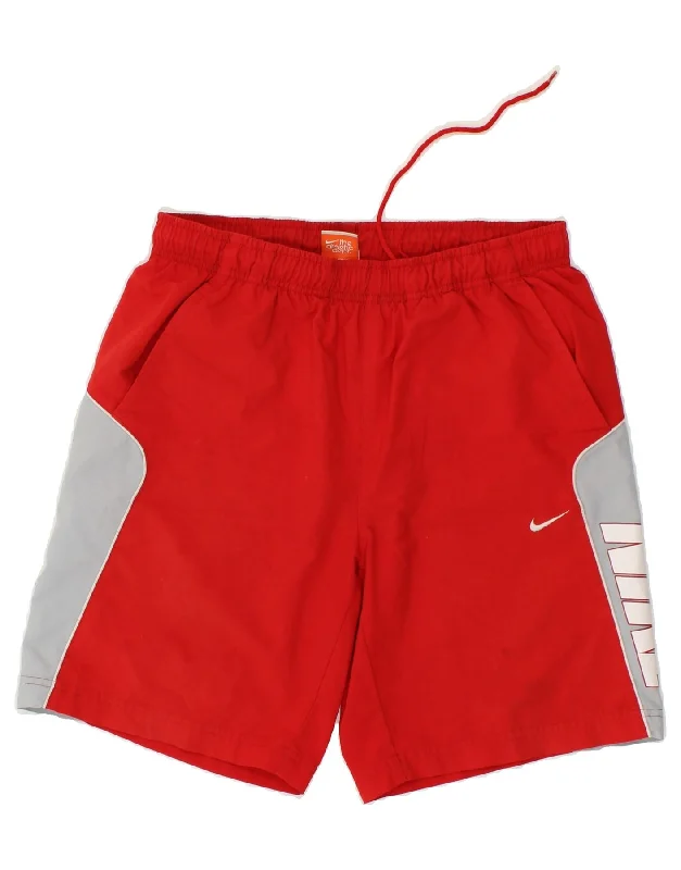 Sporty Wardrobe NIKE Mens Graphic Sport Shorts Small  Red Colourblock Polyester