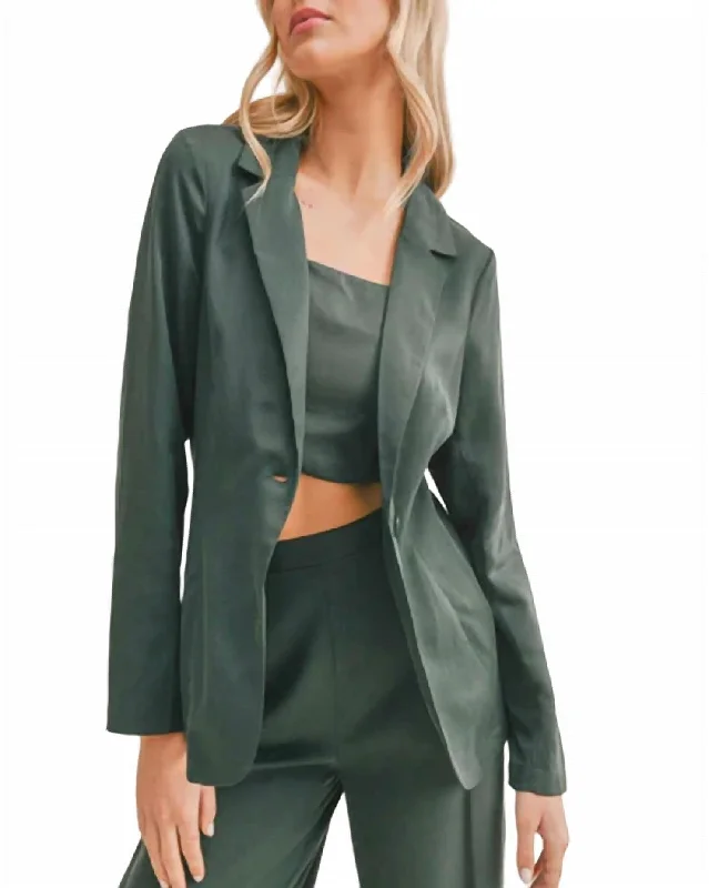 Fresh And Capable Evergreen Blazer In Dark Green
