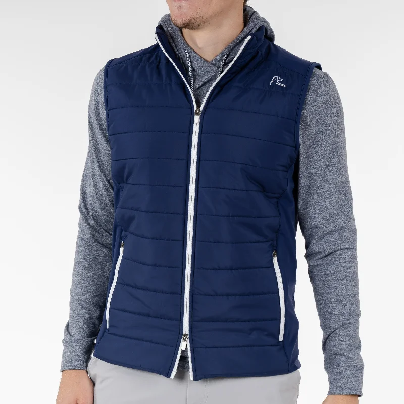 Stylish Sweaters Fulton Performance Vest | Solid - Admiral Navy/White - USA