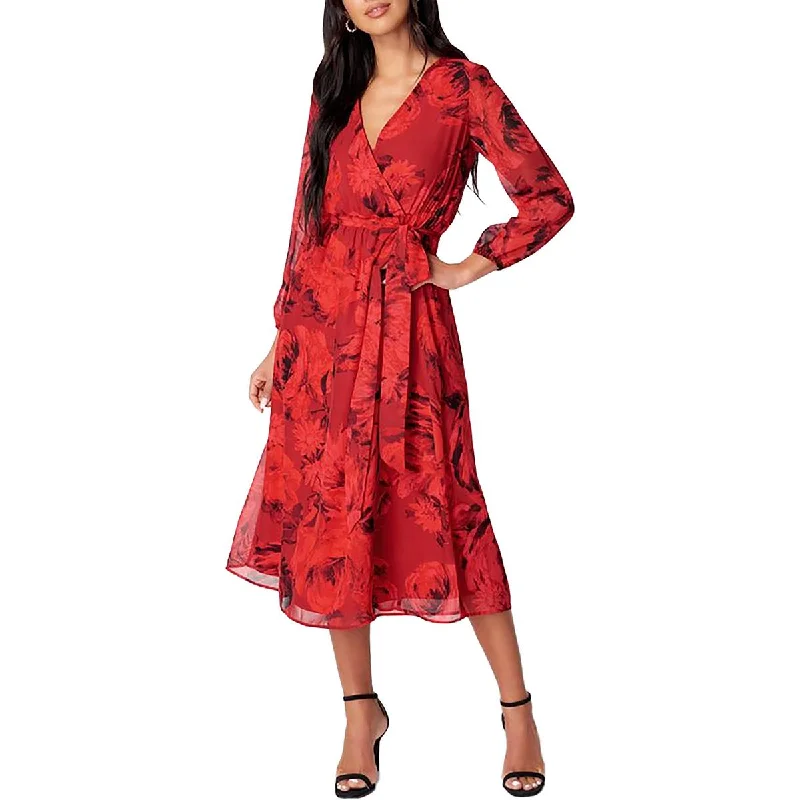 Minimal Classic Bebe Womens Printed Chiffon Midi Dress