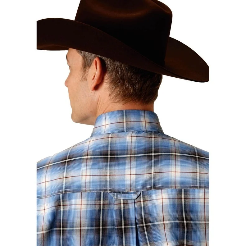 Comfortable Style Roper Western Shirt Mens Long Sleeve Amarillo Blue 03-001-0379-7019 BU