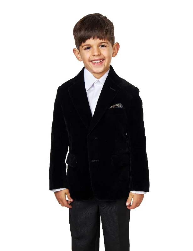 Sporty Look GARY - KIDS BLACK VELVET BLAZER