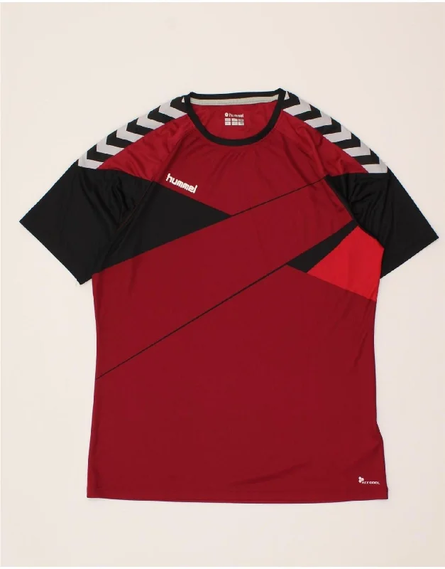 Relaxed Wear HUMMEL Mens Graphic T-Shirt Top Large Red Colourblock Polyester