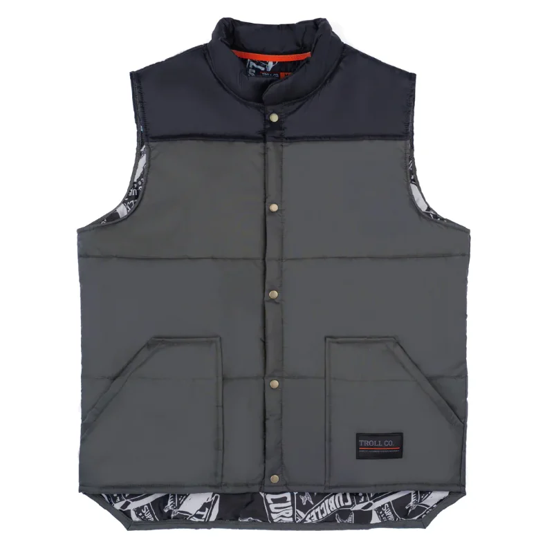 Wool Pants Troll Co. Men's Redford Snap-Front Graphic Lined Vest