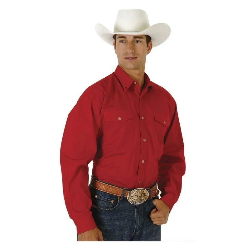Graphic Caps Roper Western Shirt Mens L/S Button Solid Tall Red 03-001-0665-0022 RE