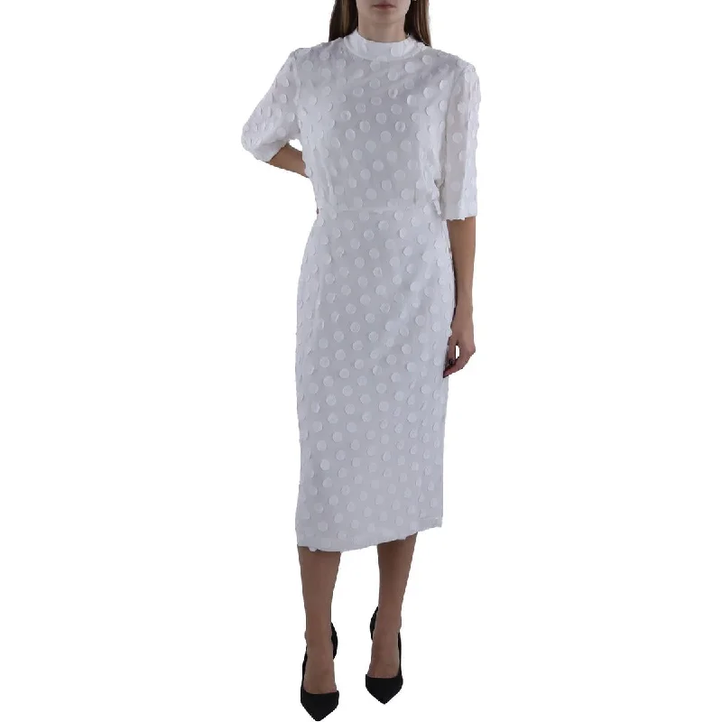 Fashion Selection BCBGMAXAZRIA Womens Below Knee Polka Dot Midi Dress