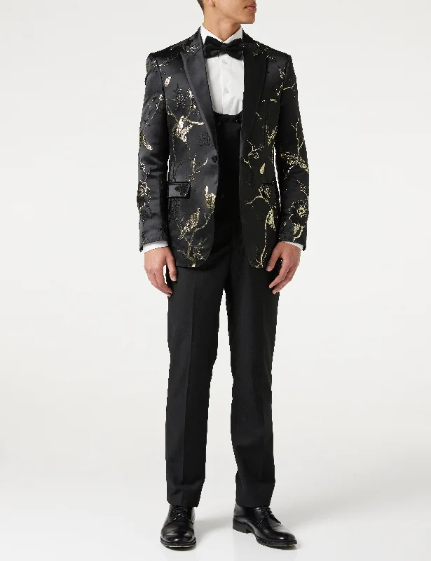 Comfortable Shoes TUXEDO BLACK GOLD FLORAL BLAZER