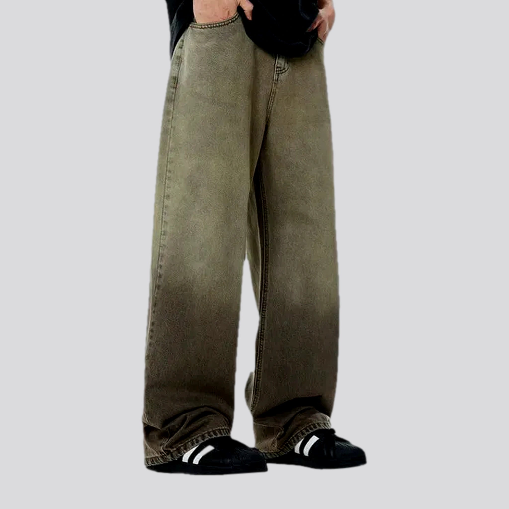 Wool Pants Baggy fit over pattern men's jeans