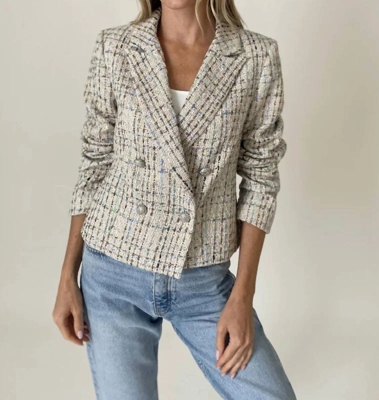 Classic Items Katy Tweed Blazer In Blue Print