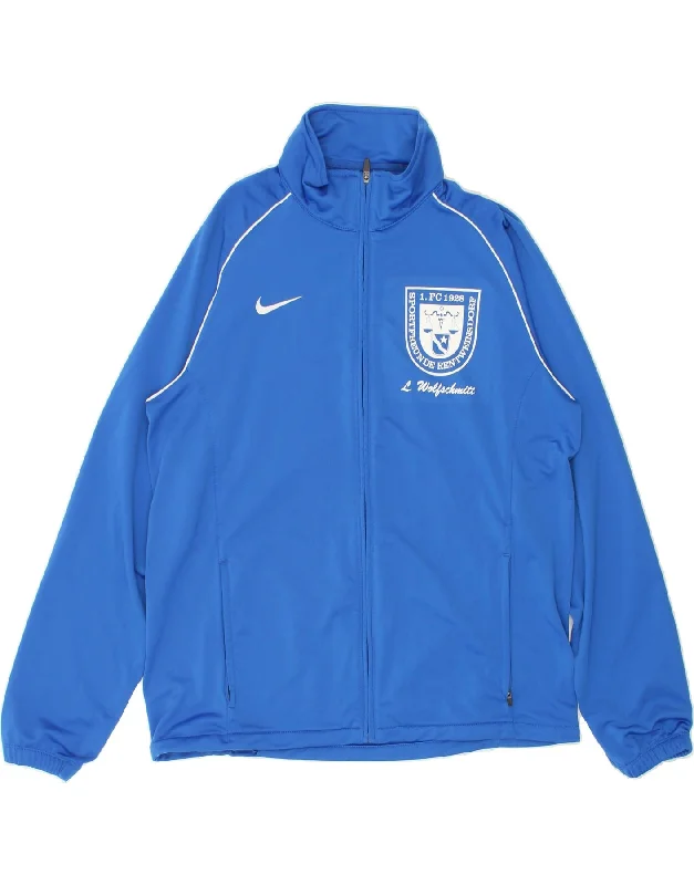 Lounge Wear NIKE Mens Graphic Tracksuit Top Jacket Large Blue Polyester