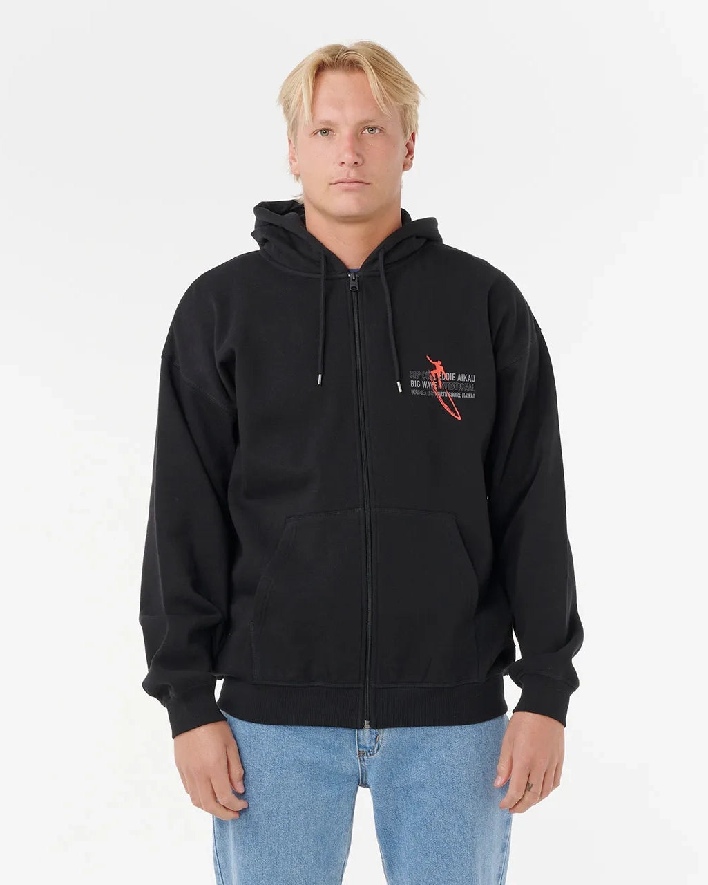 Premium Fabric Eddie Would Go Zip Hoodie in Black