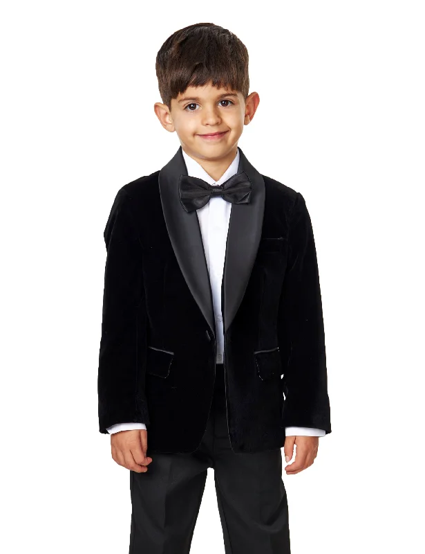 Luxury Comfort TUXEDO TIM - BOYS BLACK VELVET BLAZER