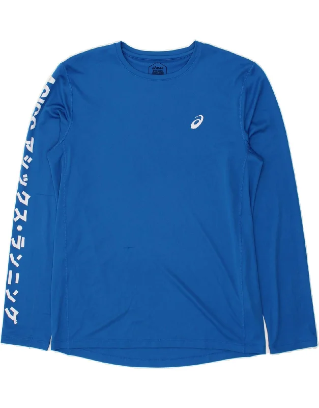 Designer Footwear ASICS Mens Graphic Top Long Sleeve Medium Blue Polyester