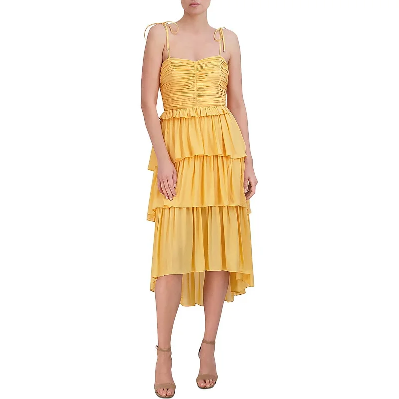 Minimal Style BCBGMAXAZRIA Womens Hi-Low Tiered Midi Dress
