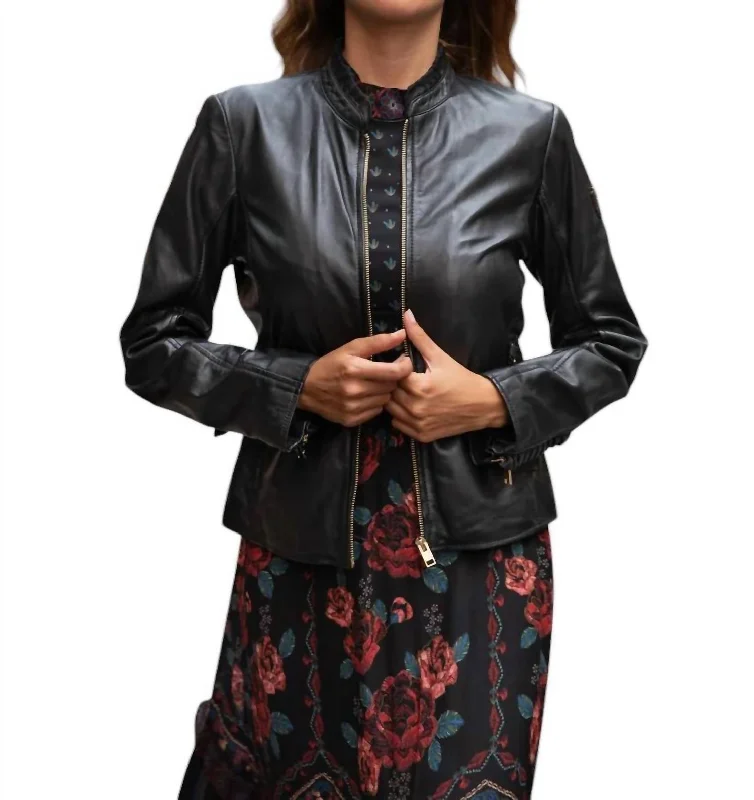 High-end Sense Galina Leather Jacket In Black