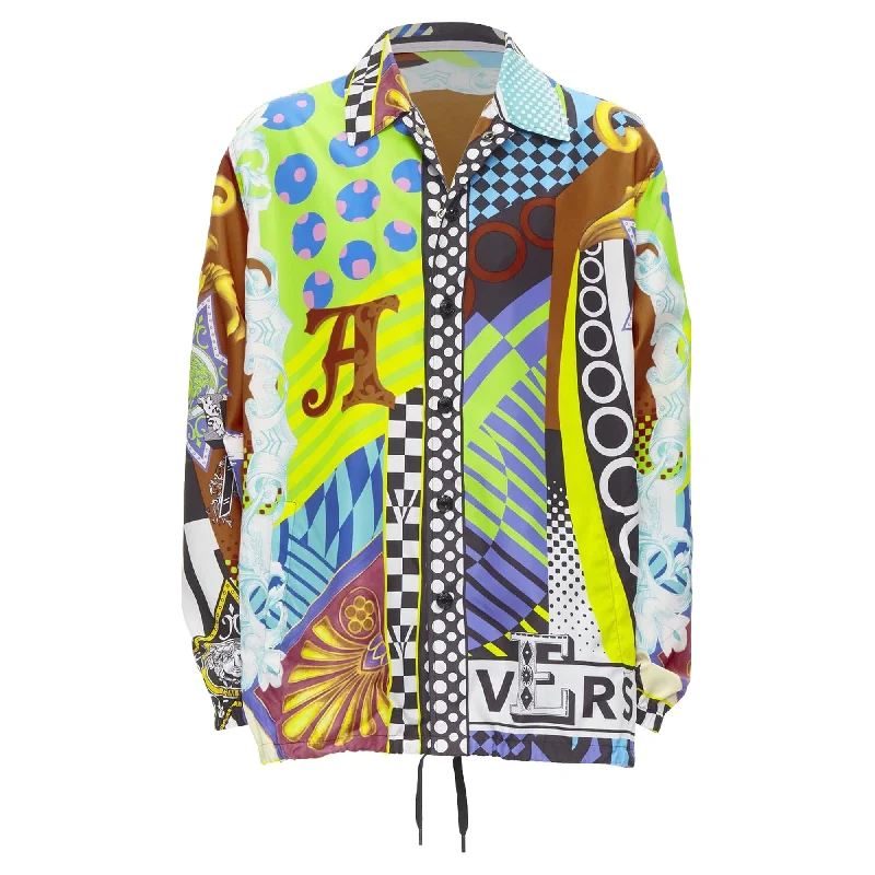 Comfortable Outfits Versace Pop Temple print nylon windbreaker shirt jacket
