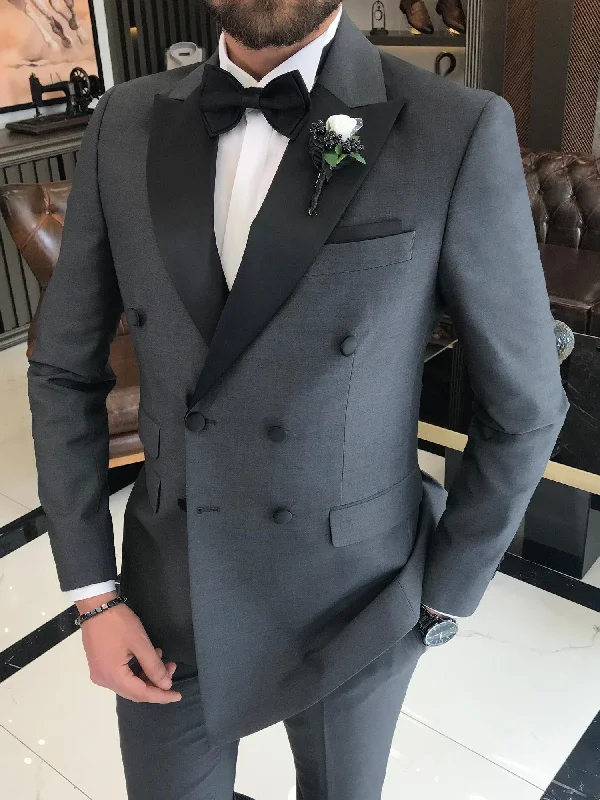 Fashion Basics Grey Double Breasted Tuxedo 2-Piece