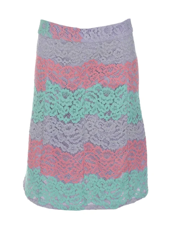 Personalized Wear Traffic People Lace Striped A-line Skirt, Lilac
