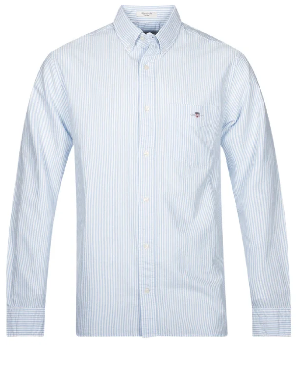 Modern Comfort Regular Fit Oxford Banker Stripe Shirt Light Blue