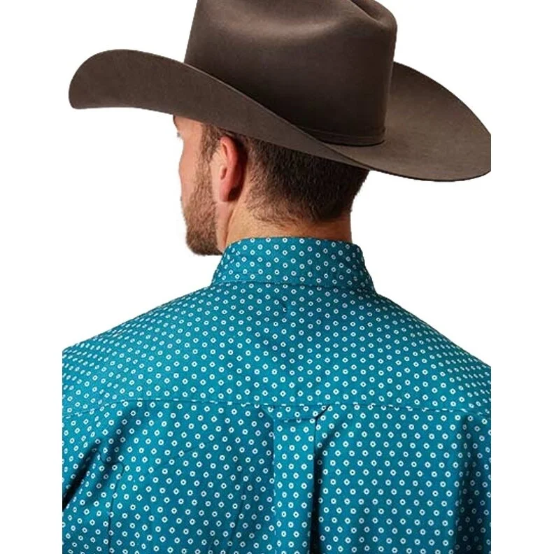 Stylish Joggers Roper Western Shirt Mens L/S Mini Foulard Teal 03-001-0326-0168 BU