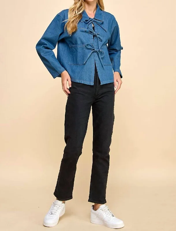 Retro Design Collared Oversized Jacket In Denim