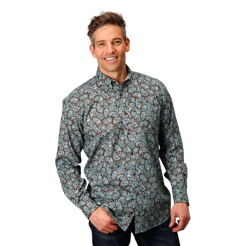 Cozy Apparel Roper Western Shirt Mens Amarillo L/S Turquoise 03-001-0326-6017 BU