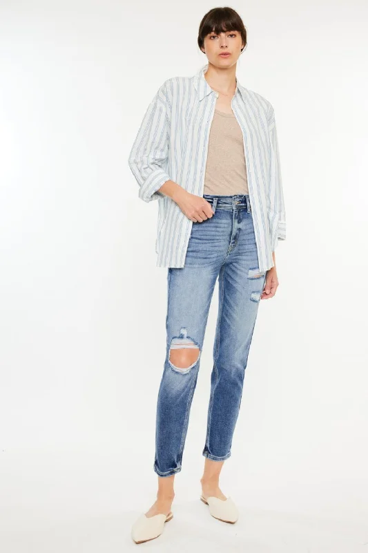 Sports And Leisure Kancan High Rise Distressed Mom Jeans