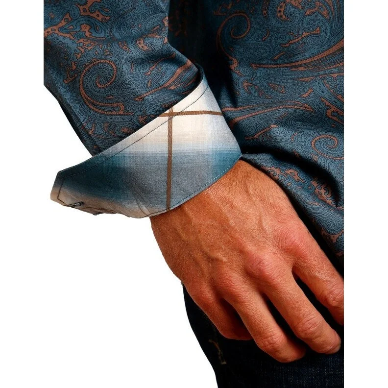 Everyday Essentials Stetson Western Shirt Mens Long Sleeve Steel Blue 11-001-0526-1054 BU