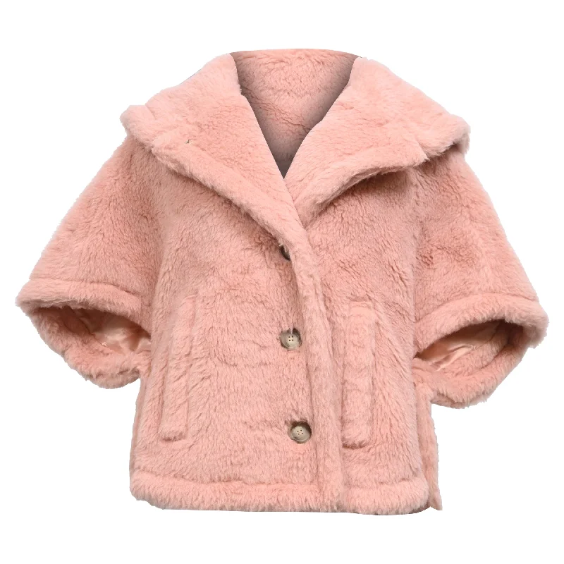 Multifunctional Style Max Mara Short-Sleeved Jacket in Pink Wool