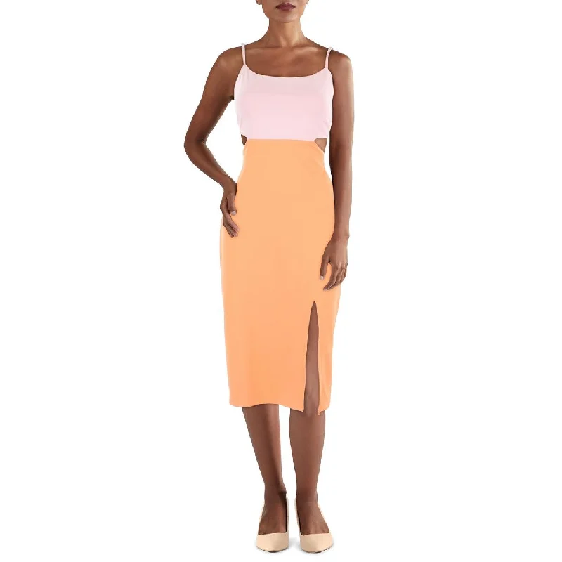 New Products Bebe Womens Colorblock Cut-Out Midi Dress