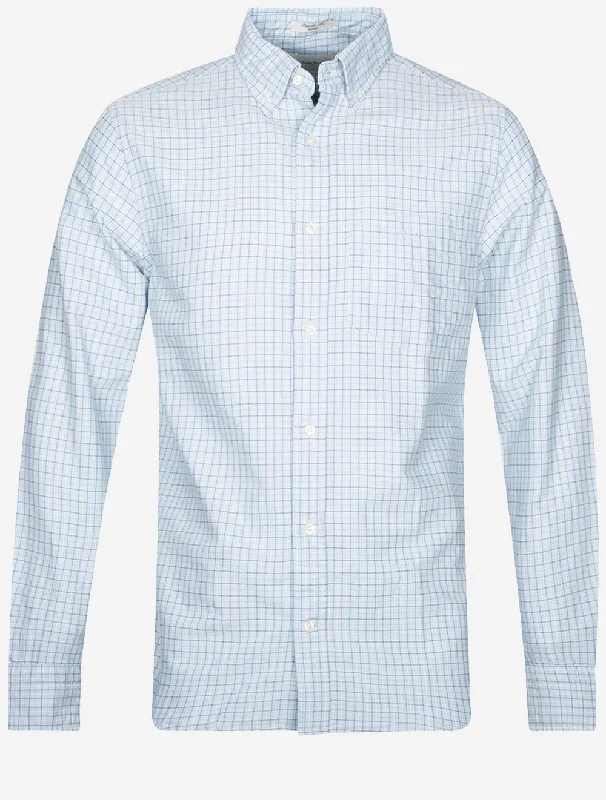 Rugged Jackets Regular Tattersall Oxford Shirt Capri Blue