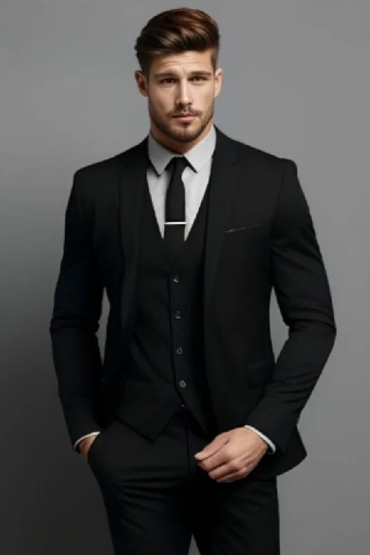 Varsity Jackets Three piece black suit for men
