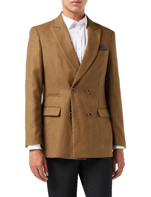 Outdoor Wear MARCO-DOUBLE BREASTED TWEED TAN JACKET