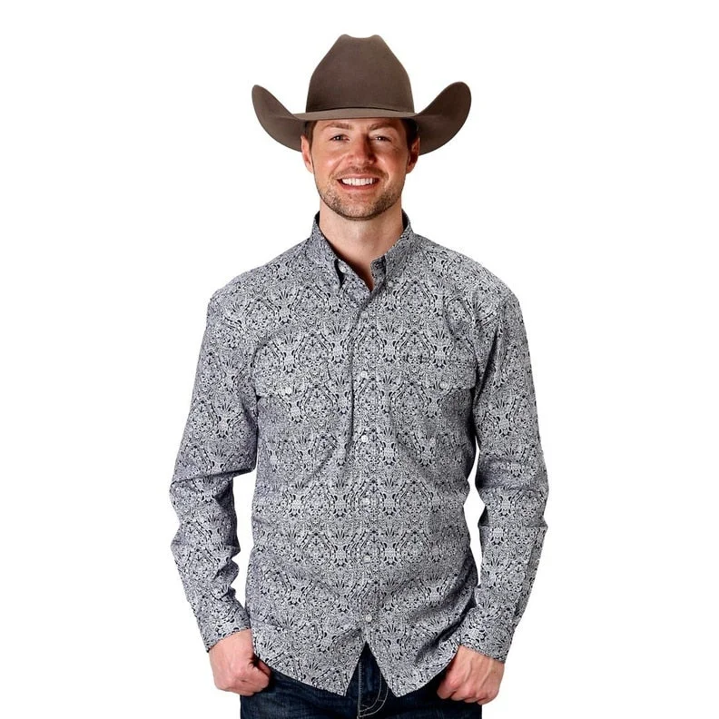 Casual Hoodies Roper Western Shirt Mens L/S Crystal Print Blue 03-001-0325-0177 BU