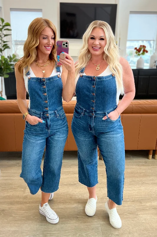 Economic Outlook Priscilla High Rise Crop Wide Leg Denim Overalls