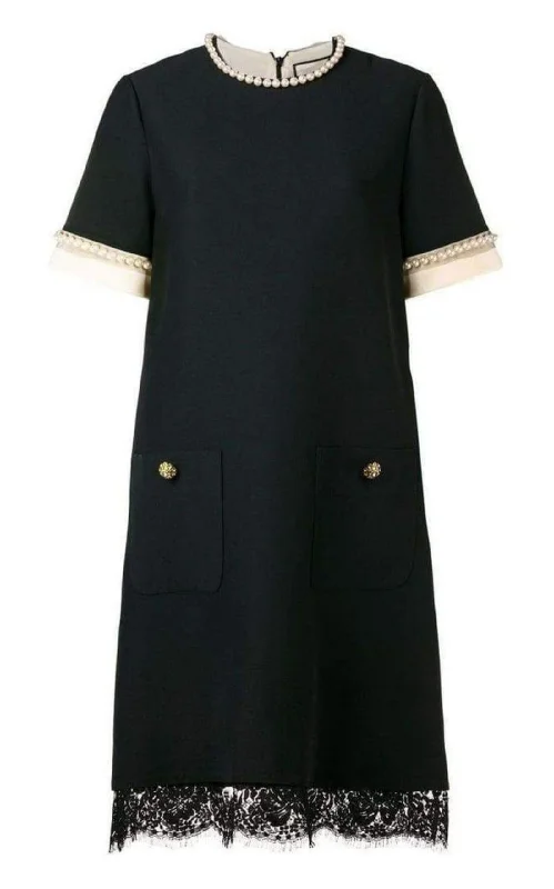 Refreshing Design Pearl Embellished Shift Dress