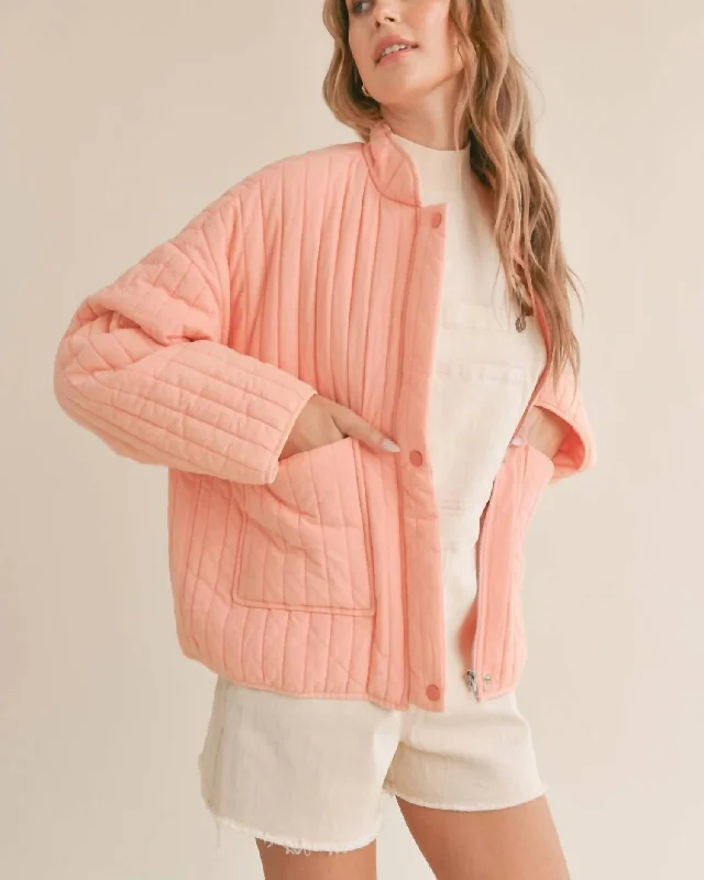 Body Design Kora Quilted Jacket In Washed Coral