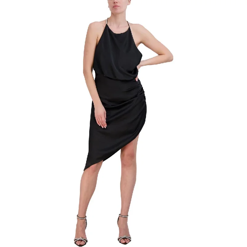Youthful Vitality BCBGMAXAZRIA Womens Rhinestone Halter Neck Midi Dress