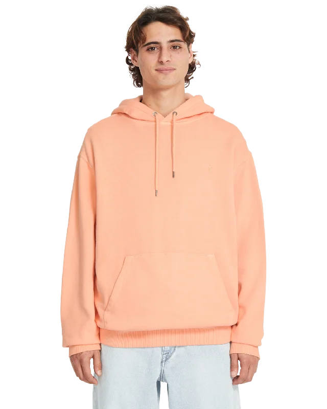 Laid-Back Style Single Stone Pullover Hoodie in Pale Peach