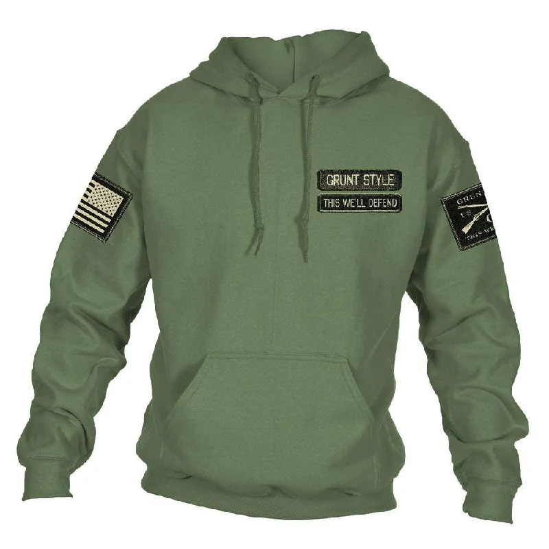 Varsity Jackets Name Tape Hoodie - Military Green