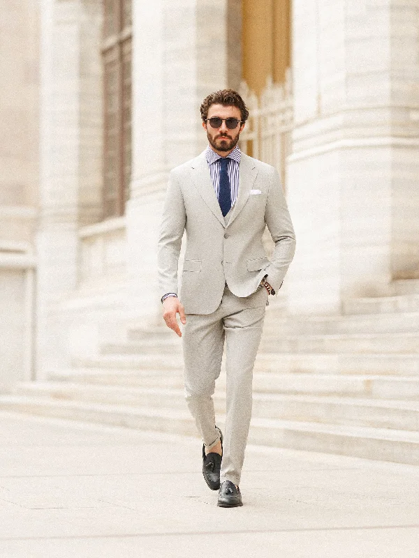 Graphic Caps Grey Slim-Fit Suit 3-Piece