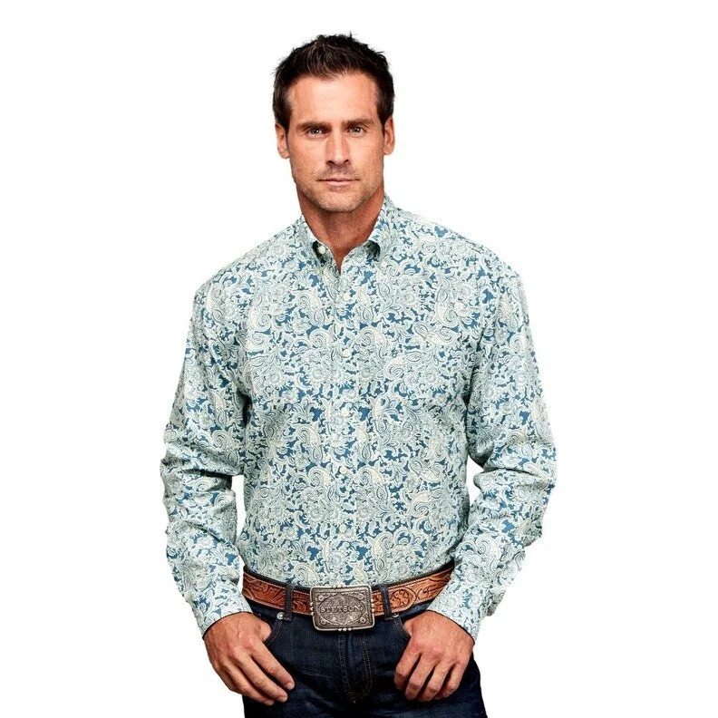 Simple Styles Stetson Western Shirt Mens L/S Tonal Paisley Blue 11-001-0526-5024 BU