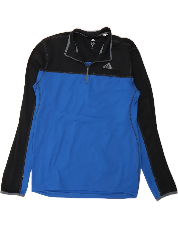 Relaxed Wear ADIDAS Mens Zip Neck Pullover Tracksuit Top Medium Blue Colourblock
