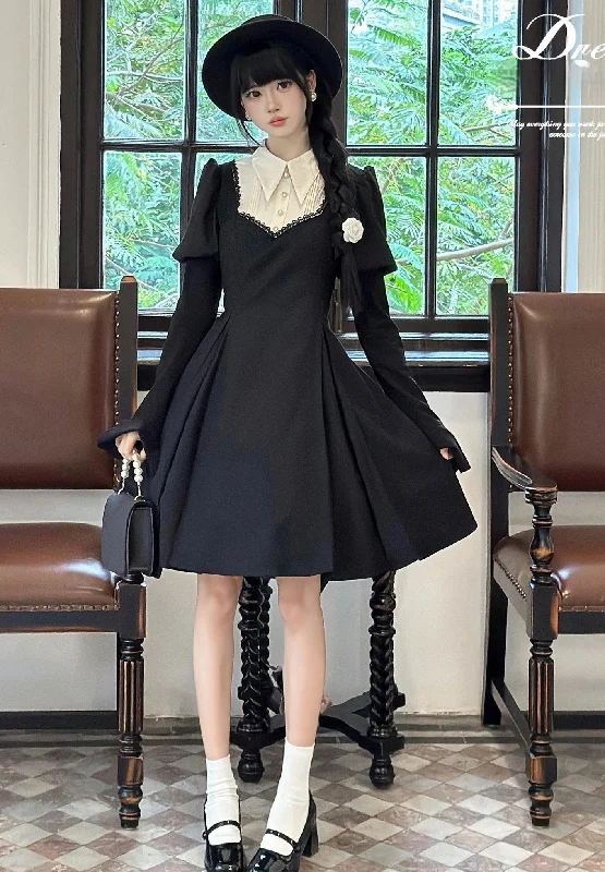 Youthful Style Mengfuzi~Gothic Lolita OP Dress Nun Style Fishbone Skirt