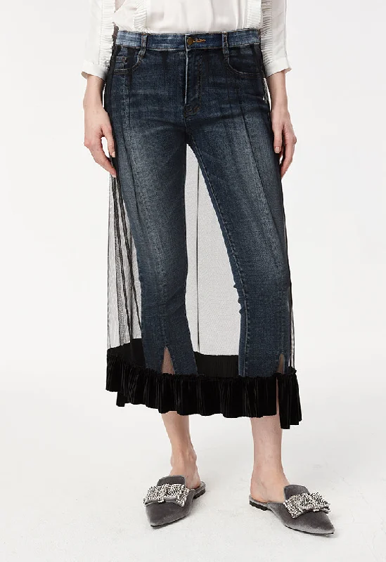 Lounge Wear Jeans With Net Overlay